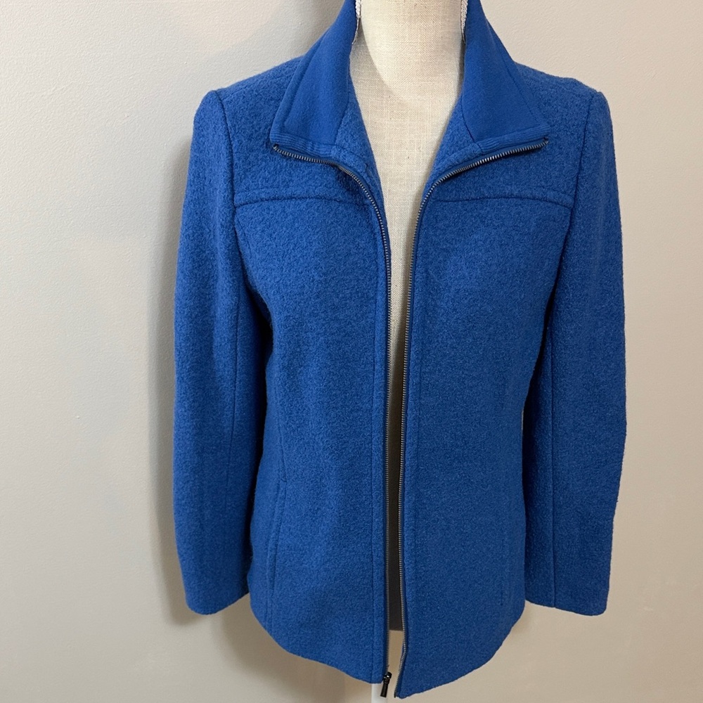 Lands' End Women's Royal Blue Zip-Up Pea Coat